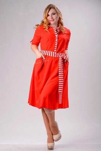Красное коттоновое женское платье "Style" 138-2e