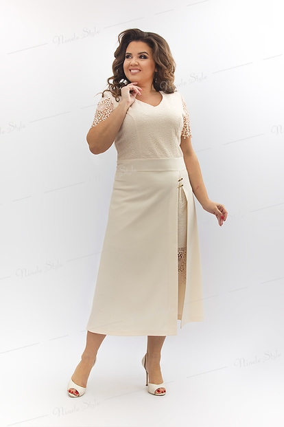 Белое кружевное вечернее женское платье из гипюра  347-3e