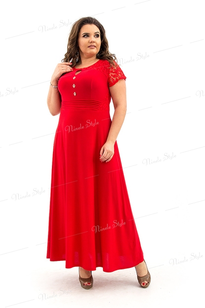 Шикарное вечернее гипюровое красное женское платье  127e