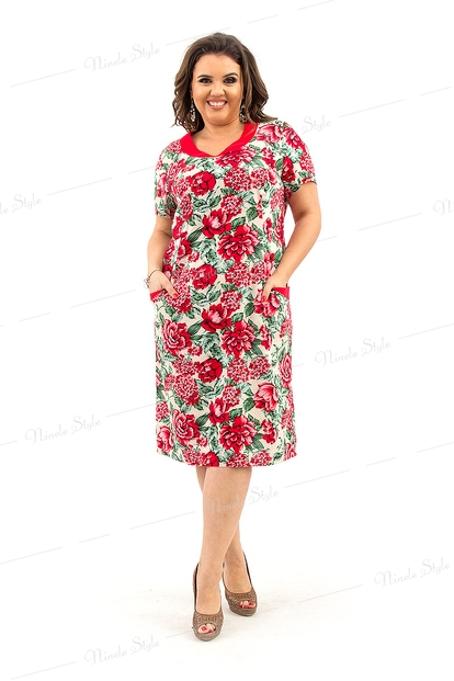 Платье женское с цветочным принтом - лето 2019 года  217Красный