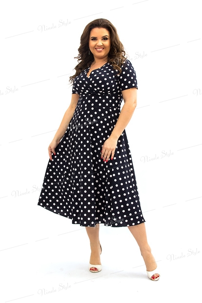 Воздушное синее женское платье "Лето 2019" в горошек 359-3{