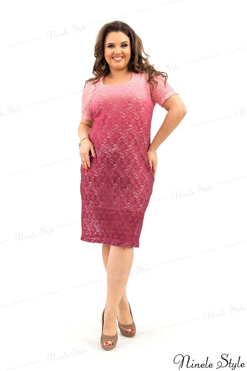 Вечернее бордовое женское платье с переливом из гипюра 225-2