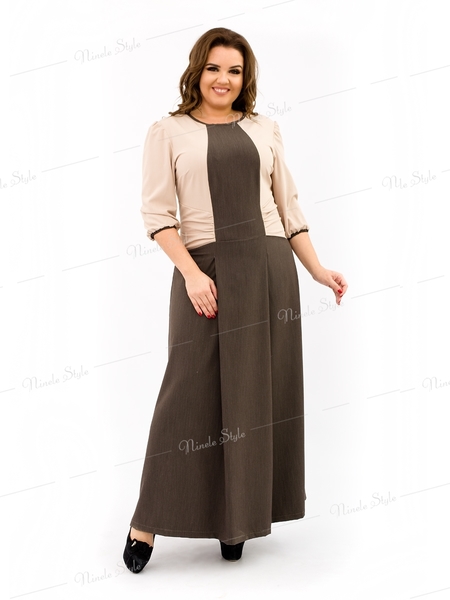 Элегантное коричневое женское платье делового стиля 343s